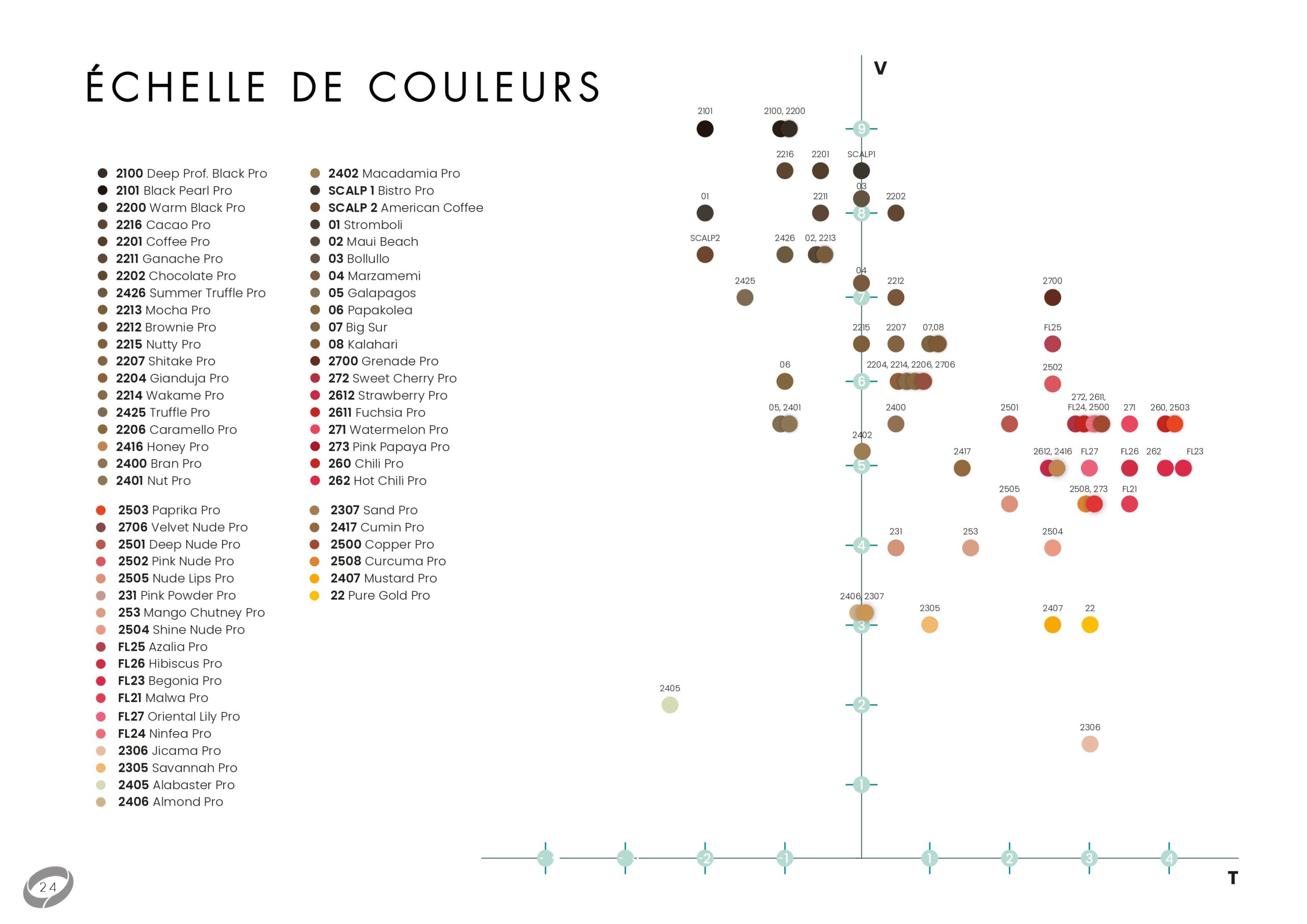 Echelle des couleurs des pigments Clinita pour maquillage permanent